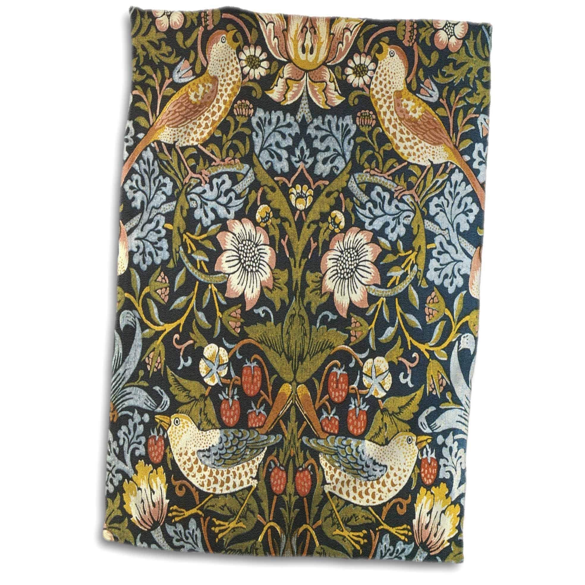 Hand Towels 40x70cm, William Morris Strawberry Thief Pattern Sports Towel Ultra Lightweight Salon Towel Premium Washcloths For Beach Gym