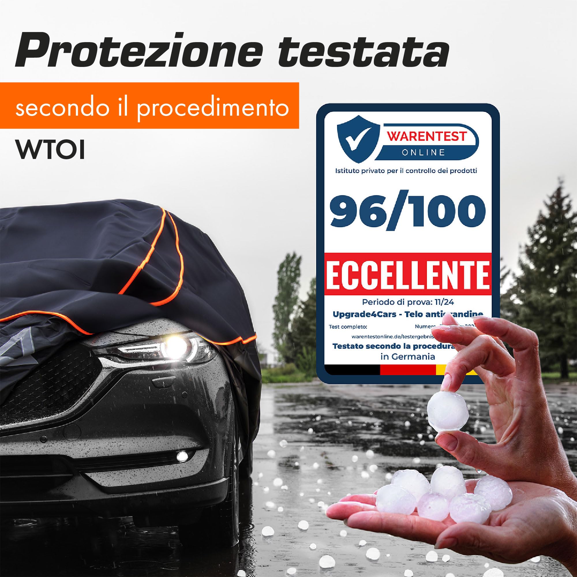 Upgrade4cars Telo Copriauto Anti-Grandine Premium da Esterno Imbottito Version 2026 | Copertura Universale per Estivo e Invernale Suv - SL (480 × 195 × 150 cm)