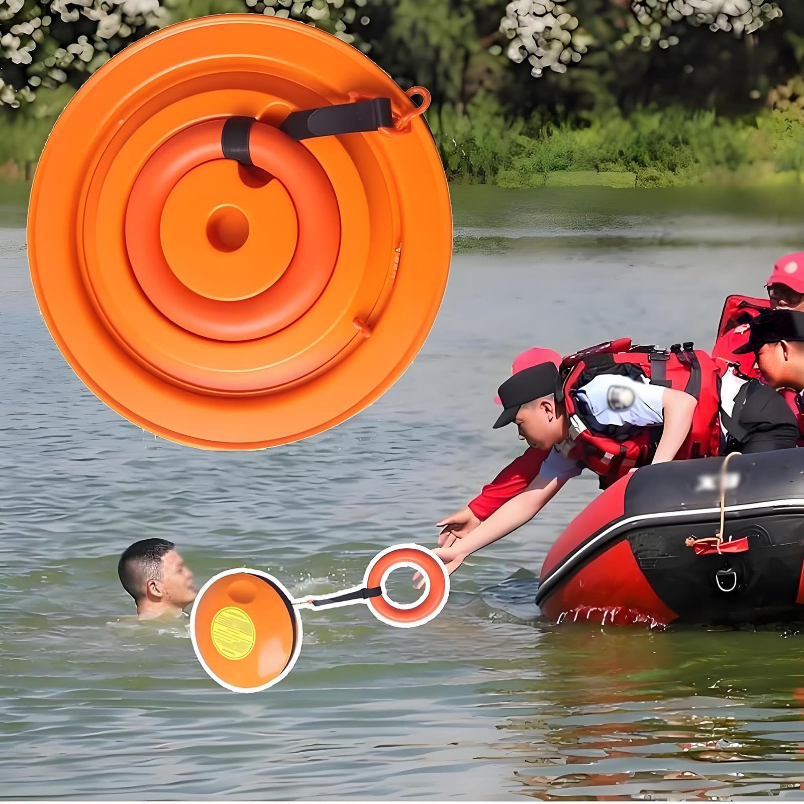 Disco de rescate acuático de emergencia para lagos, ríos, tabla de rescate estriada portátil con fácil agarre, frisbee de seguridad antiahogamiento para piscinas, barcos, deportes acuáticos