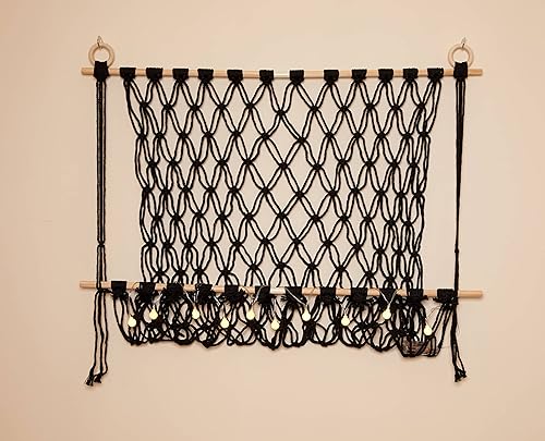 Miniatura 2 de Lilly's Love Hamaca de macramé de animales de peluche con cadena de luces, soporte de red grande de estilo bohemio para juguetes de niños,