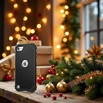 IDweel for iPod Touch 7th Generation Case with 2 Screen Protectors, Hybrid 3 in 1 Shockproof Slim Heavy Duty Hard PC Cover Soft Silicone Bumper Full Body Case for iPod Touch 5/6/7th Gen, Black