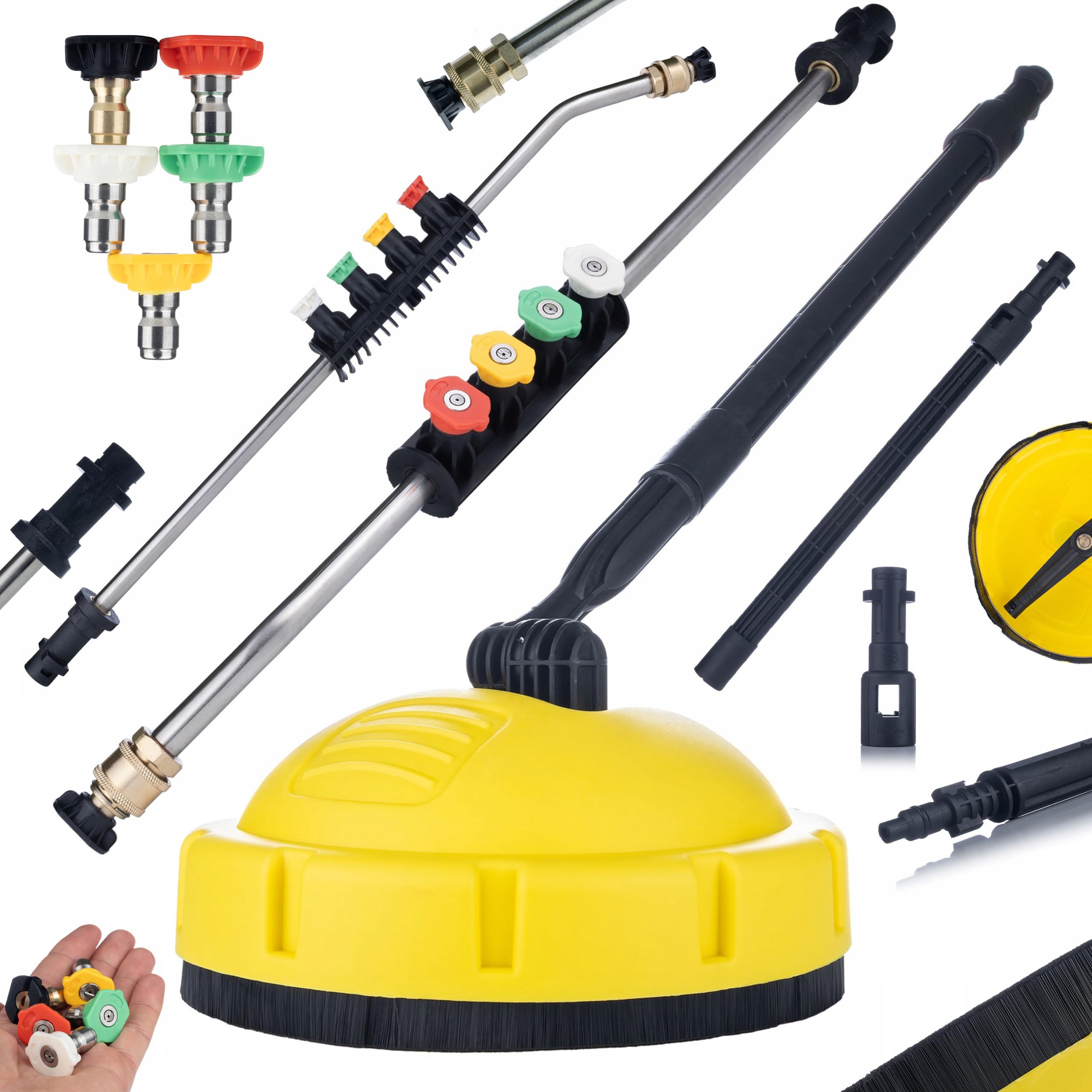Rosfix Set T-Racer Flächenreiniger + 1/4" Winkel-Lanze mit 5 Düsen – Ersatzteil für Hochdruckreiniger Kärcher K2–K7 | 160 bar, 60 °C | Pflaster-, Beton-, Terrassenreinigung