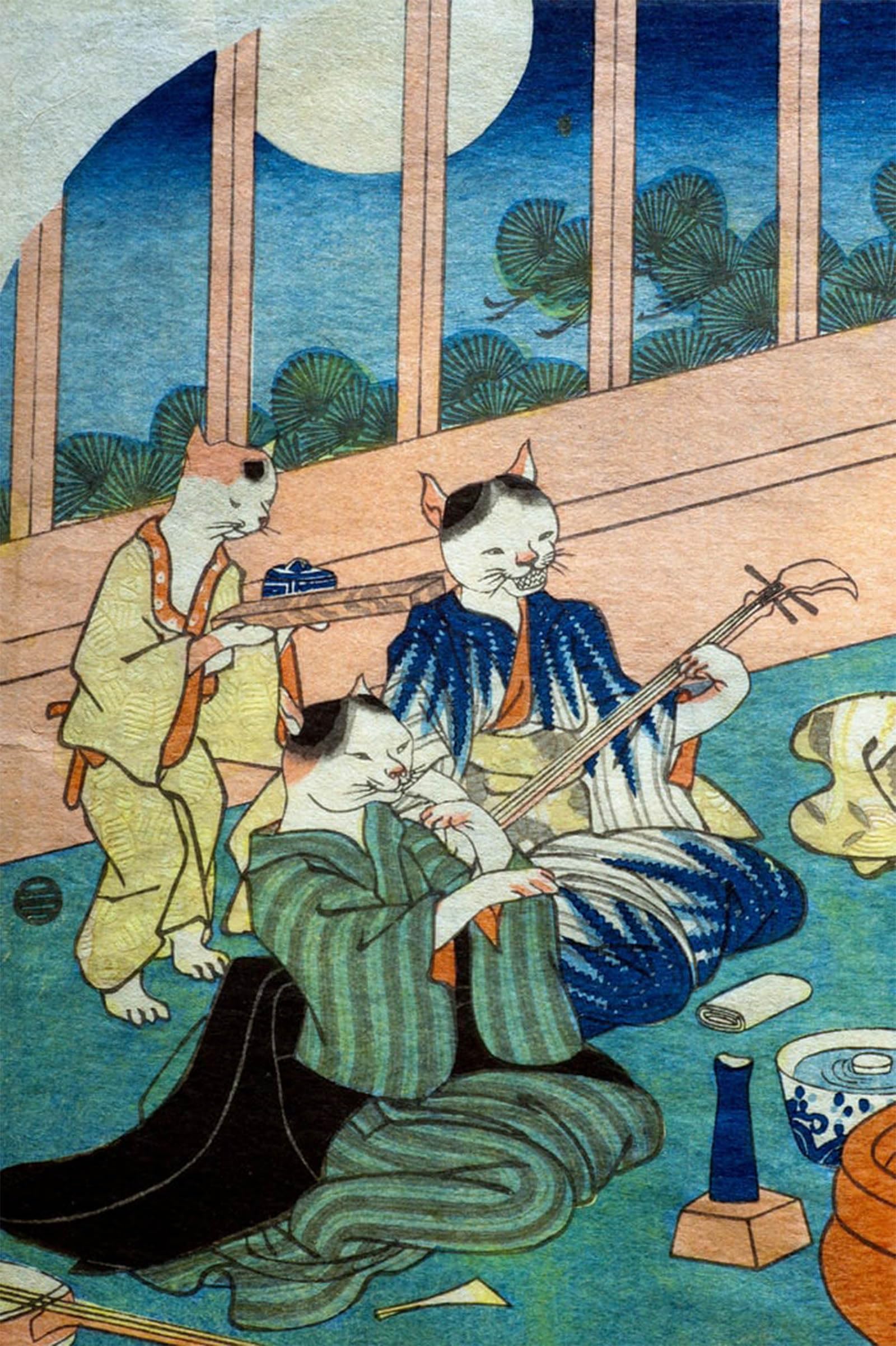 POSTERIIk Famous Print Pop Art Wall Art Graffiti Neko No Sakari by Utagawa Kuniyoshi Art Prints for Home Decor 60x90cm