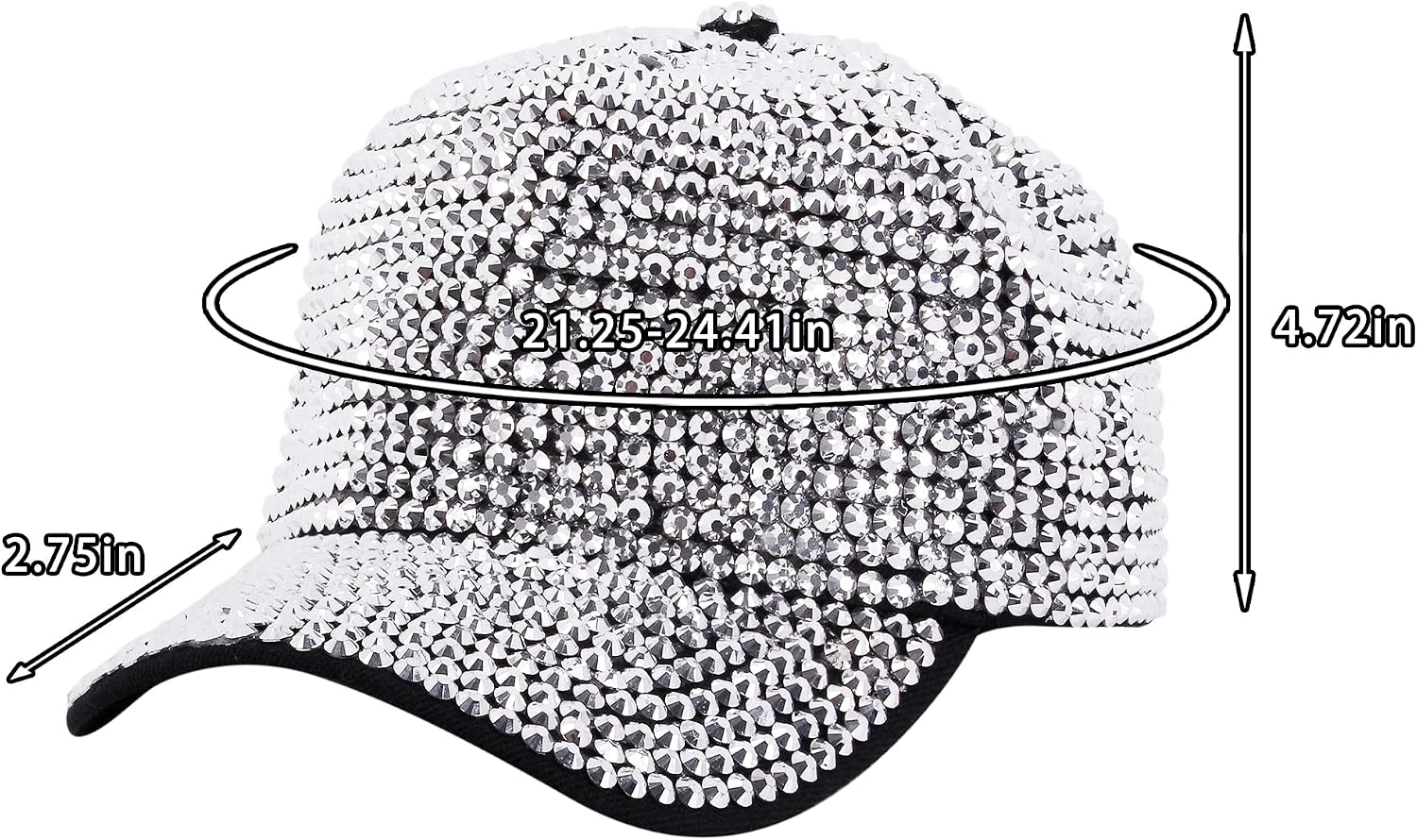 Haoohu Women's Full Sparkle Studded Rhinestone Baseball Cap Gem Bling Ponycap Adjustable Trucker Hat Outdoors Sun Cap