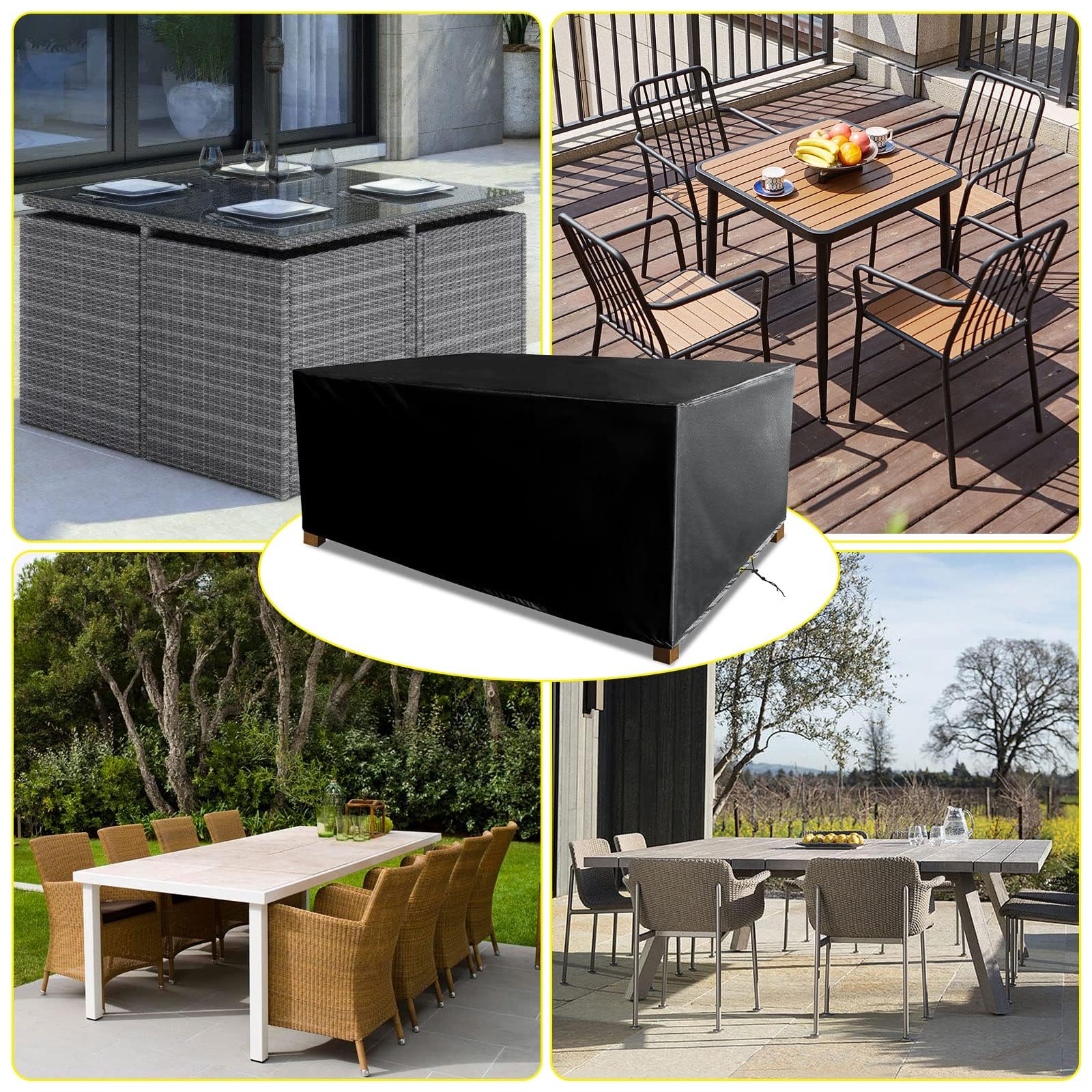Gartenmöbel Abdeckung Wasserdicht, 300 x 250 x 90cm, Abdeckplane für Gartentische, Terrassenmöbel, Schutzhülle für Tische Und Stühle, Sofas, Rattanmöbel, 420d Oxford-Gewebe