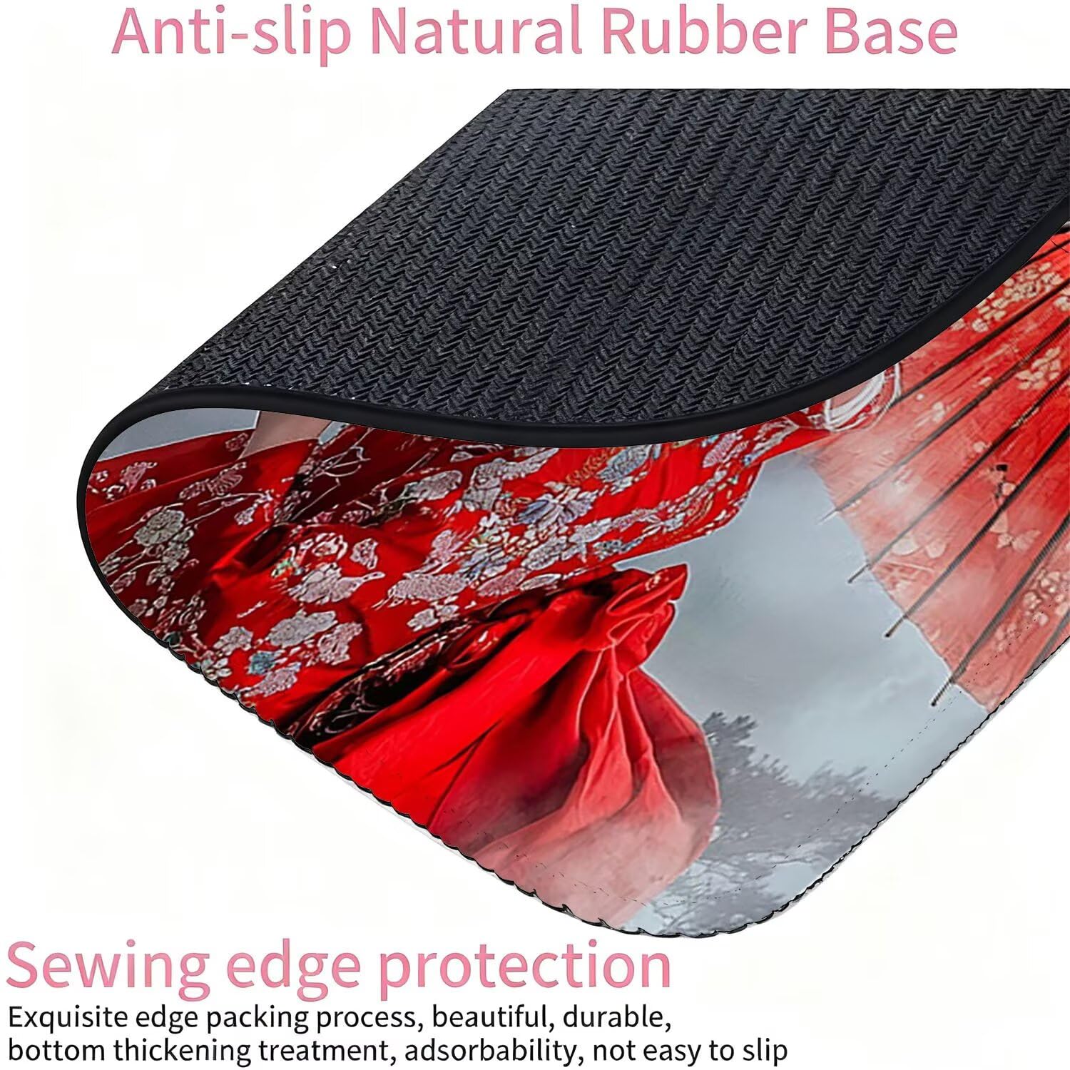 Alfombrilla Ratón XXL – Alfombrilla Escritorio, Geisha Japón Mouse Pad Mejora la Velocidad y Precisión, Antideslizante Mousepad, Resistente a Salpicaduras Protector Mesa Escritorio 1500x800x3mm j0xk83