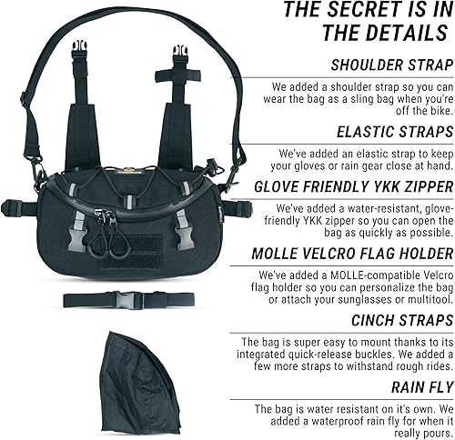 Miniatura 6 de Odinsberg Multifunctional Bicycle & Motorcycle Handlebar Bag, 3L Water Resistant, Compatible with Most Handlebar Types, Black