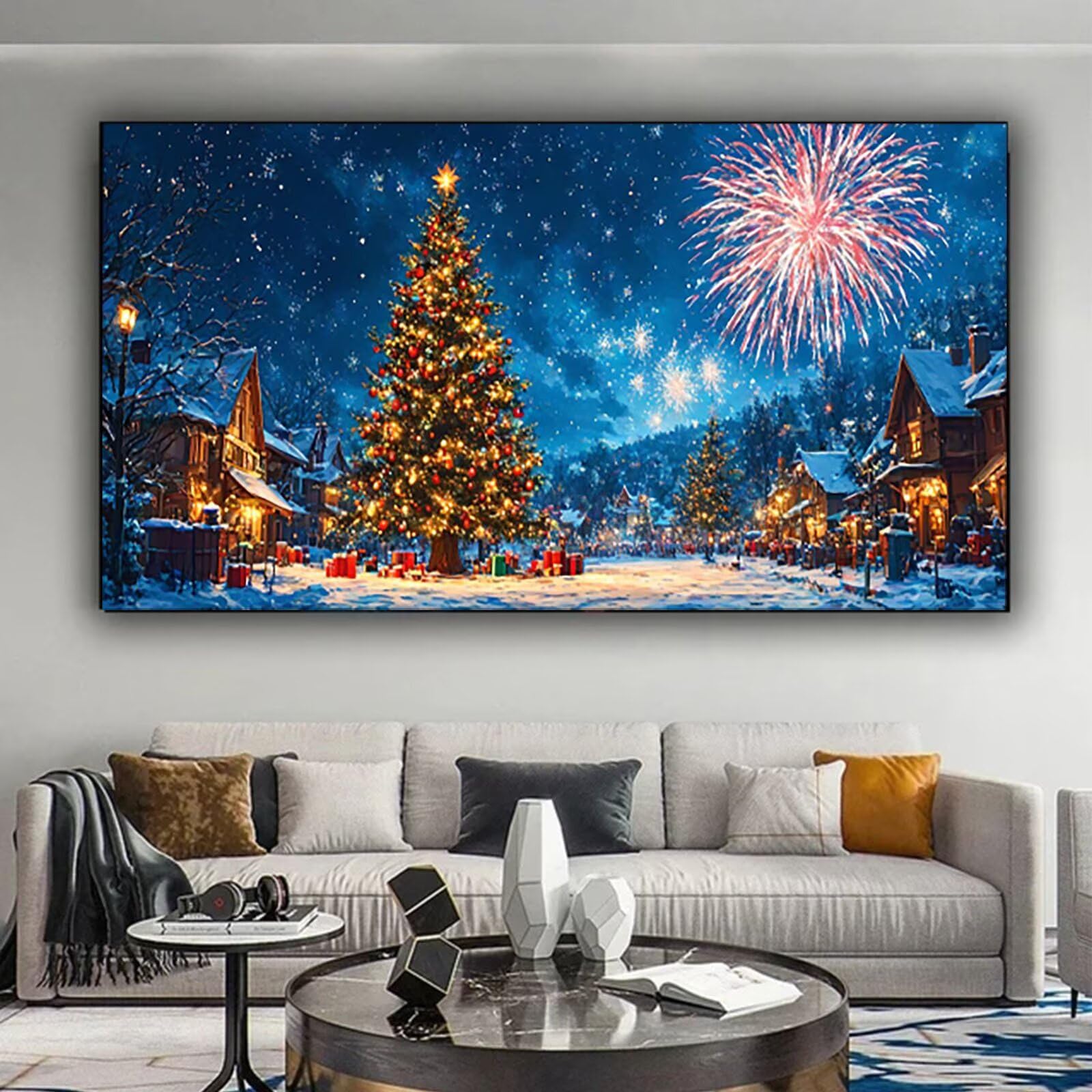 Malen nach Zahlen Kinder Festival, Malen Nach Zahlen Erwachsene, Geschenke für Mädchen Junge Bastelset, Malen nach Zahlen Winter | Malen nach Zahlen Ohne Rahmen, (60x120cm) Bastelset Erwachsene 3-5