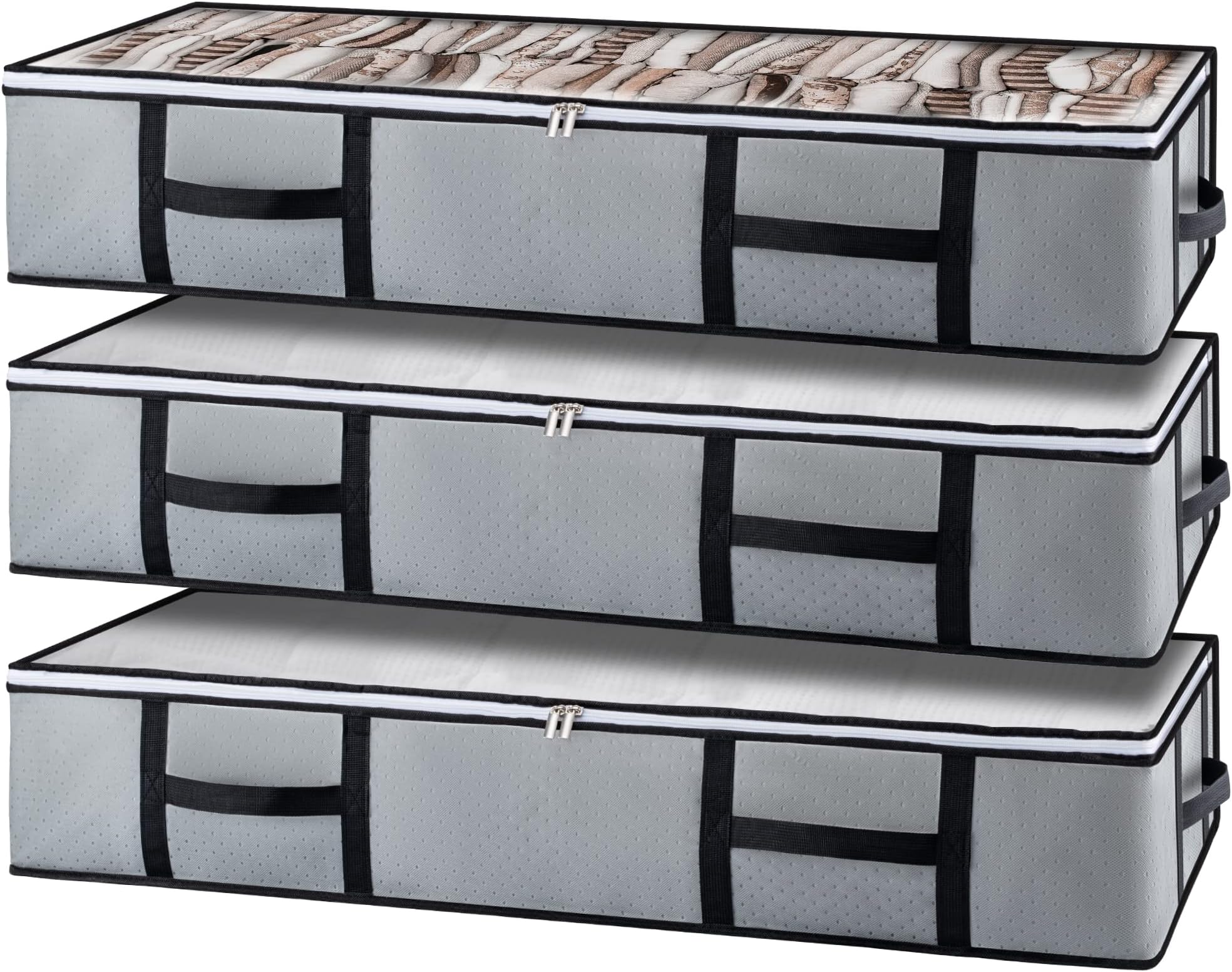 Contenitore Sotto Letto Nero/Grigio - Per Coperte, Piumoni, Biancheria, 100x43x18 Cm, Pieghevole