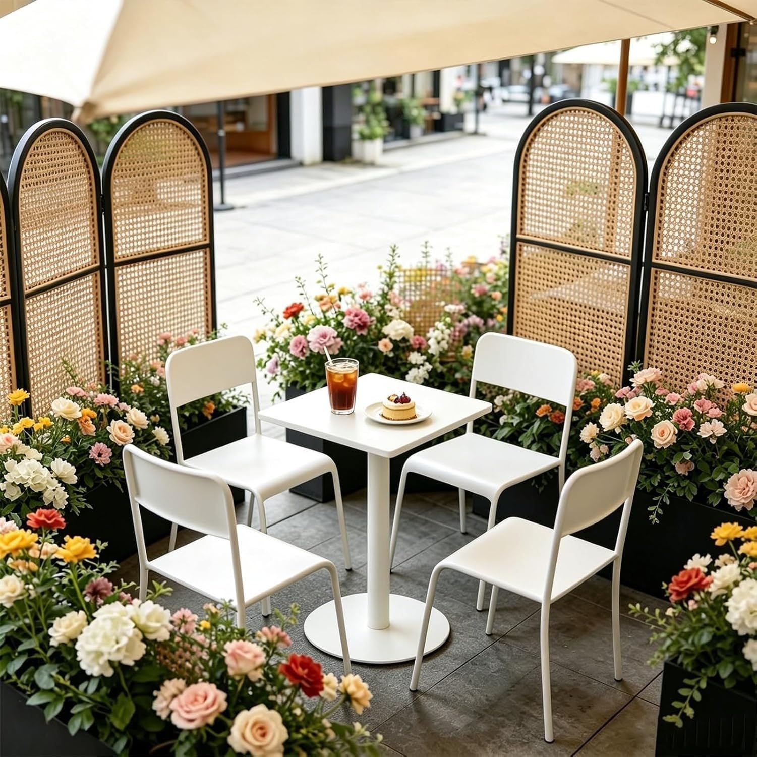 Table de Bar Moderne en Métal pour Maison Bistro Cuisine, Blanc, 48x48x72cm