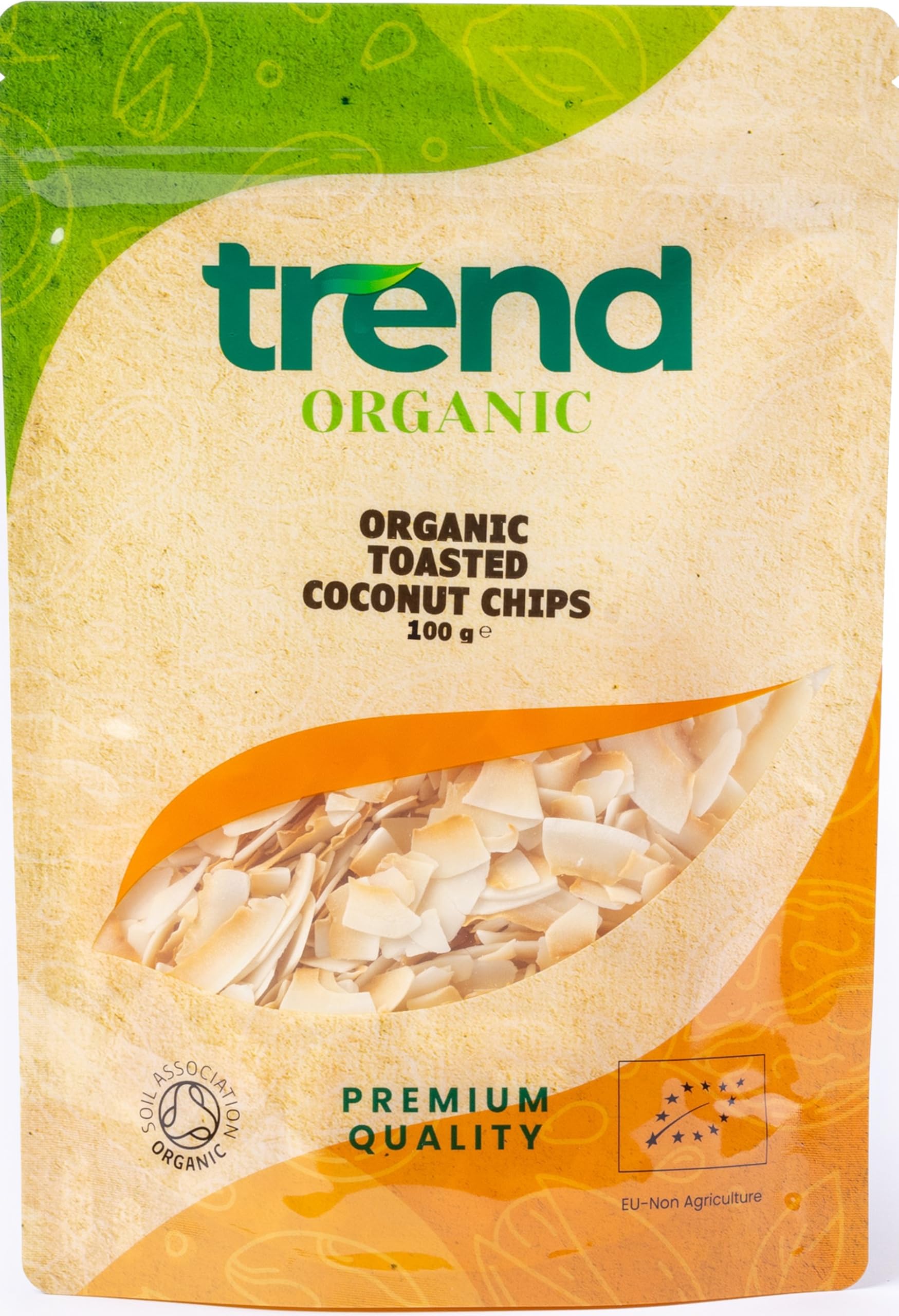 Trend Organic Toasted Coconut Chips, 100g - Crispy Blis, Perfect for Snacking, and Culinary Creations, Tropical Taste, Rich in Fibre, Certified Organic, Vegan, Non-GMO, No Additives No Preservatives