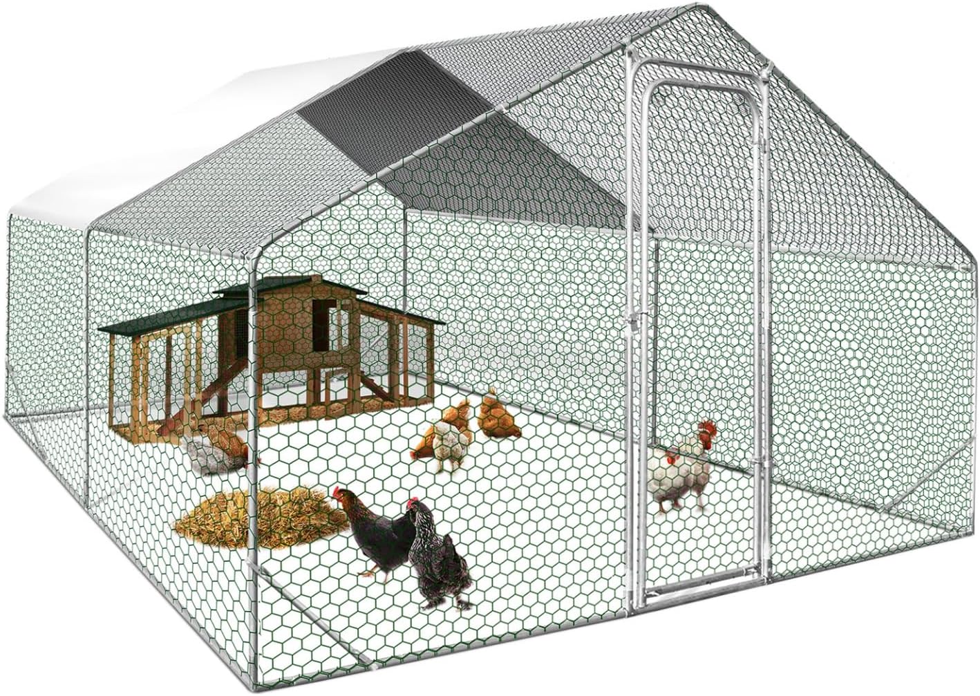 PawHut Hühnerstall Mit Auslauf – 140x84x80 Cm, Für 1-3 Hühner, Aus Tannenholz & Draht