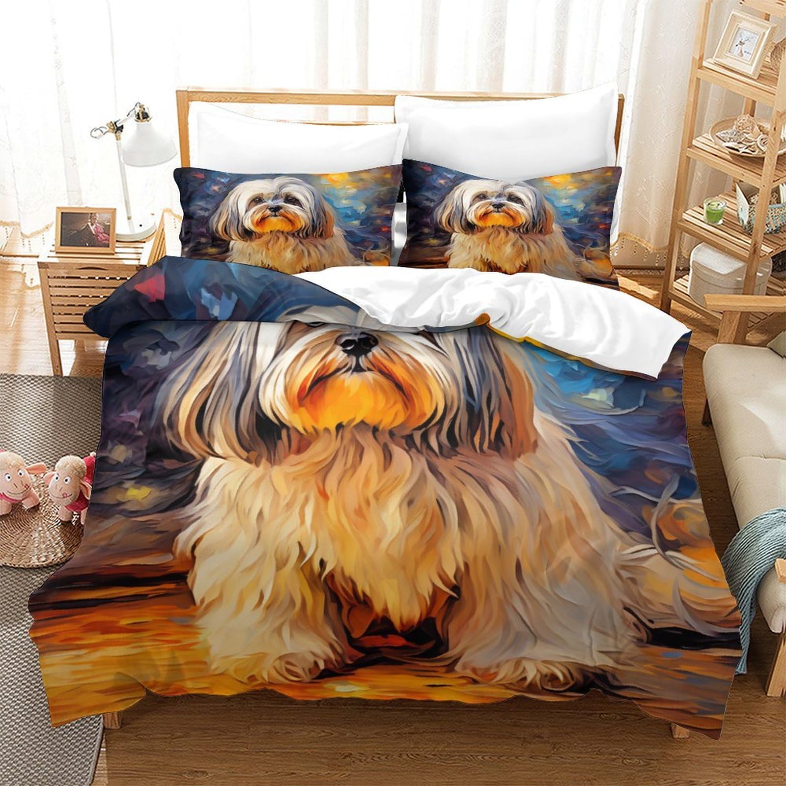 Housse de couette haut de gamme 260x220 motif artistique pour lit super king size