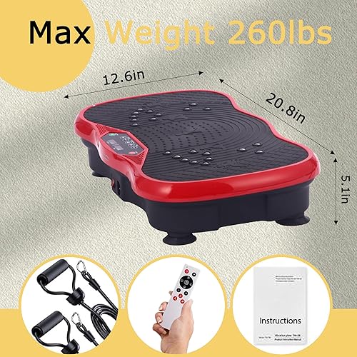 Miniatura 6 de Máquina de ejercicios de placa vibratoria, plataforma de fitness con placa vibratoria con control remoto, placas de vibración portátiles para Rojo