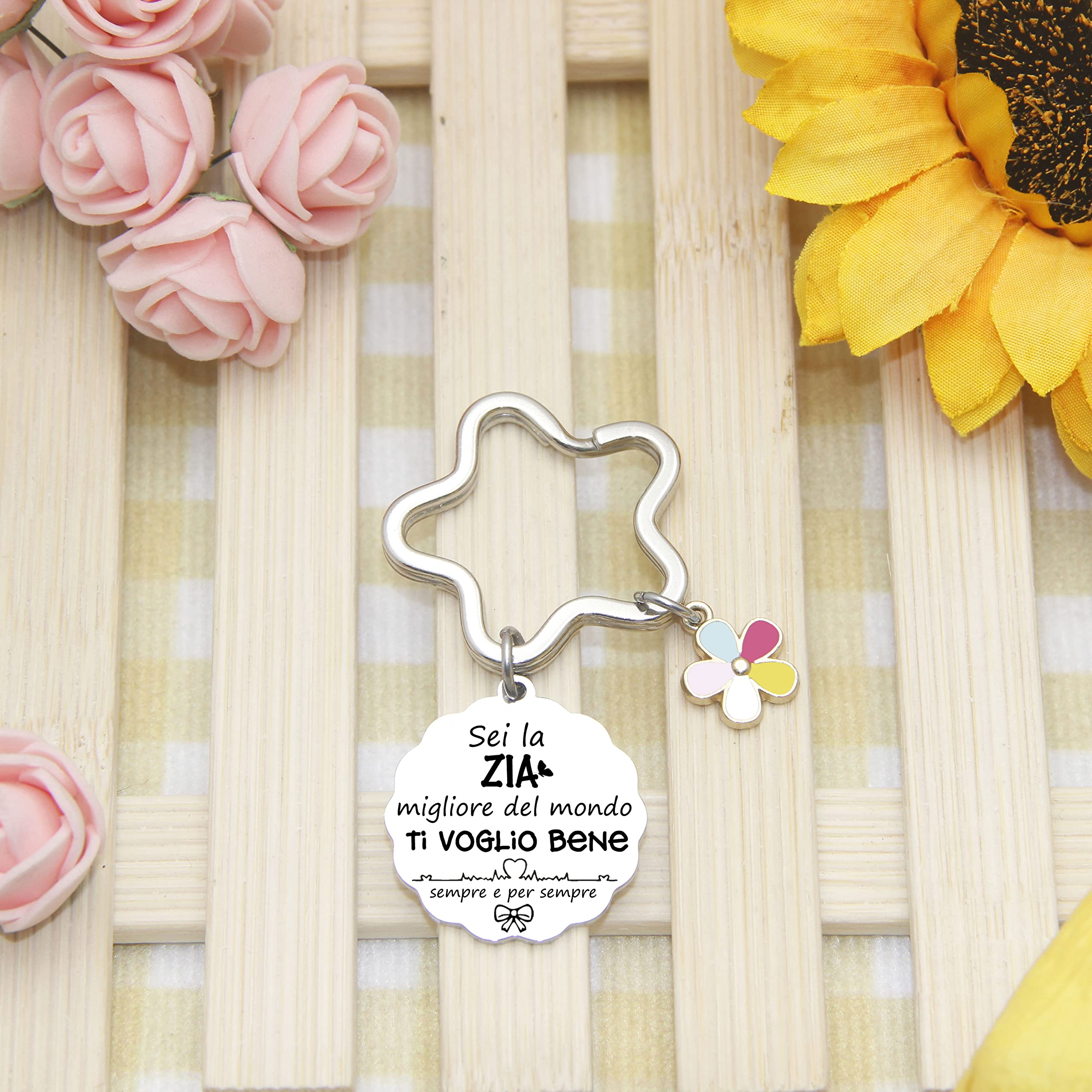 AIMINI Regalo Zia,Portachiavi Zia,Donna Compleanno Regalo,Amicizia Regali,Regalo Zia Natale,Regalo Per Zia,Regalo Donna Originale Idee, Regalo Pasqua,Regalo Pensione Donna Idee Regalo Zia Nozze