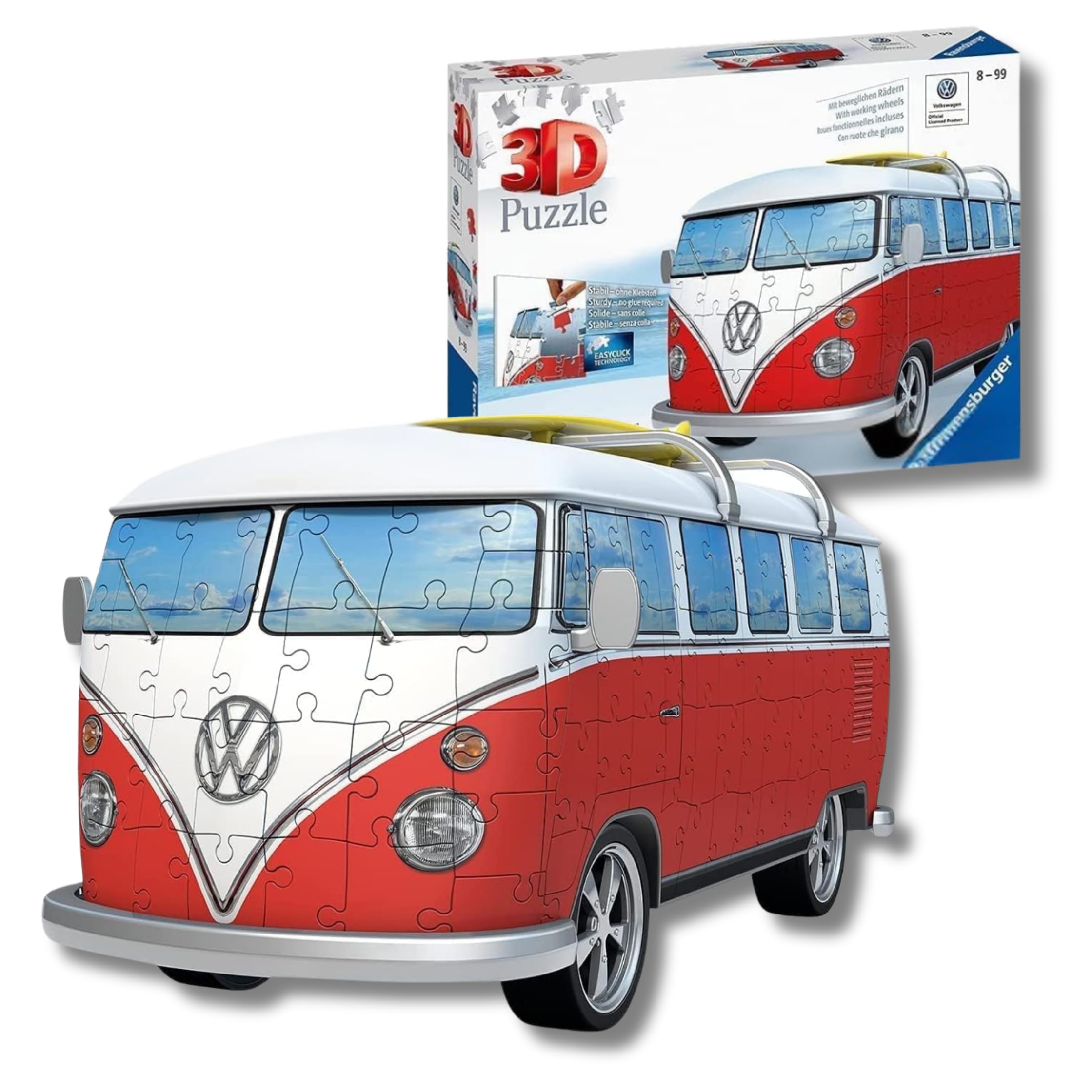 Ravensburger - Puzzle 3D Camper Volkswagen, Maqueta 187 Piezas