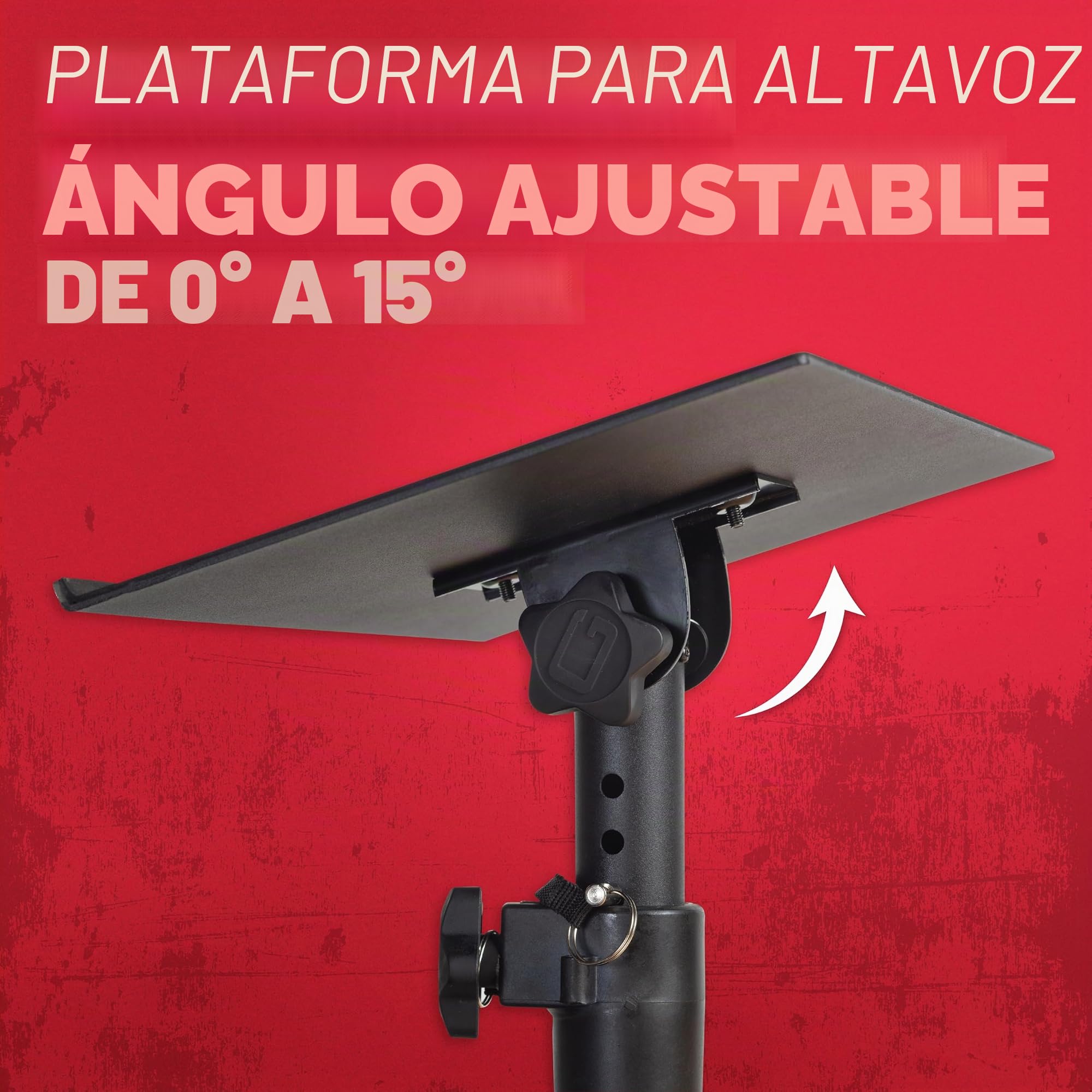 Gator Frameworks Soportes de Escritorio con Pinza para Monitor de Estudio y Altavoz con Superficie Acolchada de Espuma EVA, ángulo Ajustable de 0° a 15° - Juego de 2 (GFWSPKSTMNDSKCMP)