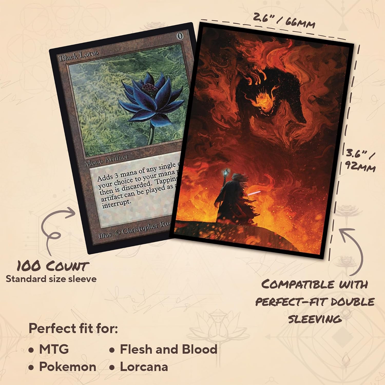 The Shadow and The Flame MTG Card Sleeves (Smooth) - 104 Count Standard Size TCG Sleeves - Compatible with Magic The Gathering - Double Sleeving - Original Art Design, Premium Protection