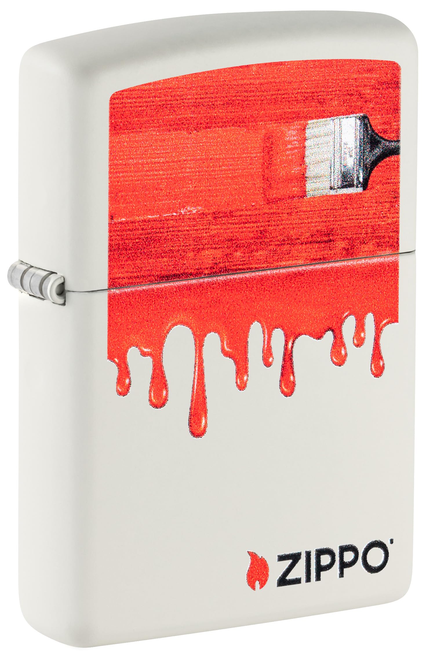 Zippo Windproof Lighter Dripping Paint Design Matte White Colour Image Refillable Reusable Windproof Design Gift Box Made in