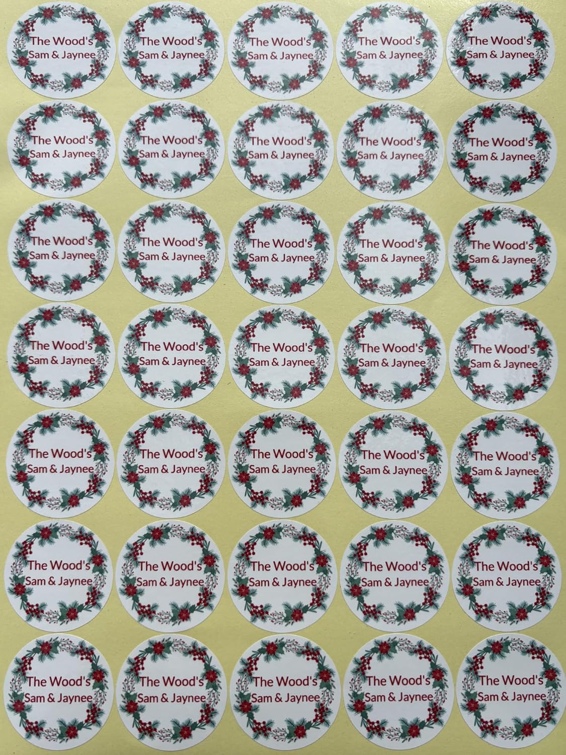 Premium Custom Stickers Labels - Personalized Stickers for Businesses Logo and Name. Birthday Pets and Label Product Boxes Wedding Favors Waterproof Labels (Wreath 5 3.5 inch)