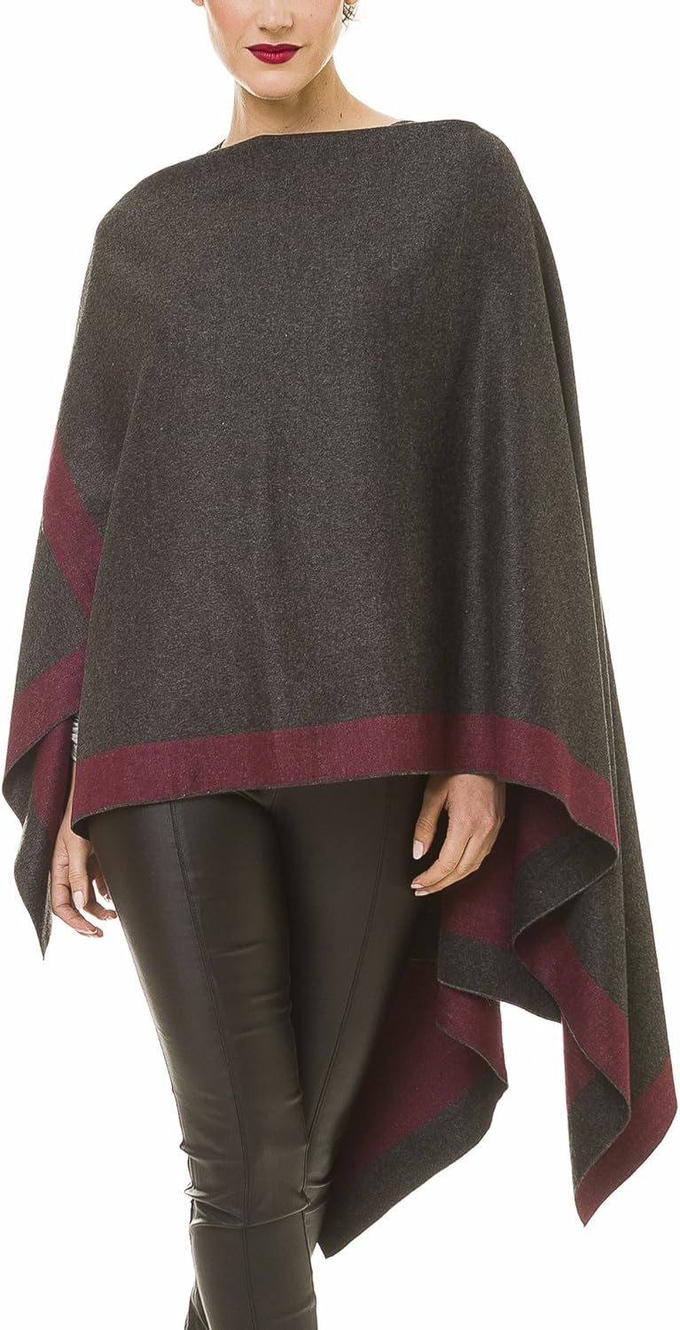 Women's Shawl Wrap Poncho Ruana Cape Cardigan Sweater Open Front for Travel Flight Cruises - Image 4