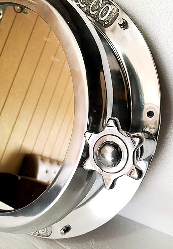 Miniatura 7 de 16.0 in niquelado pesado canal barco buey ventana barco redondo espejo pared decoración del hogar