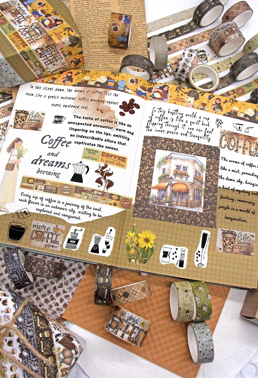 Nastro Washi Decorativo 5 Rotoli - Nastri Carta Fai Da Te Per Scrapbooking, Diari, Decorazioni