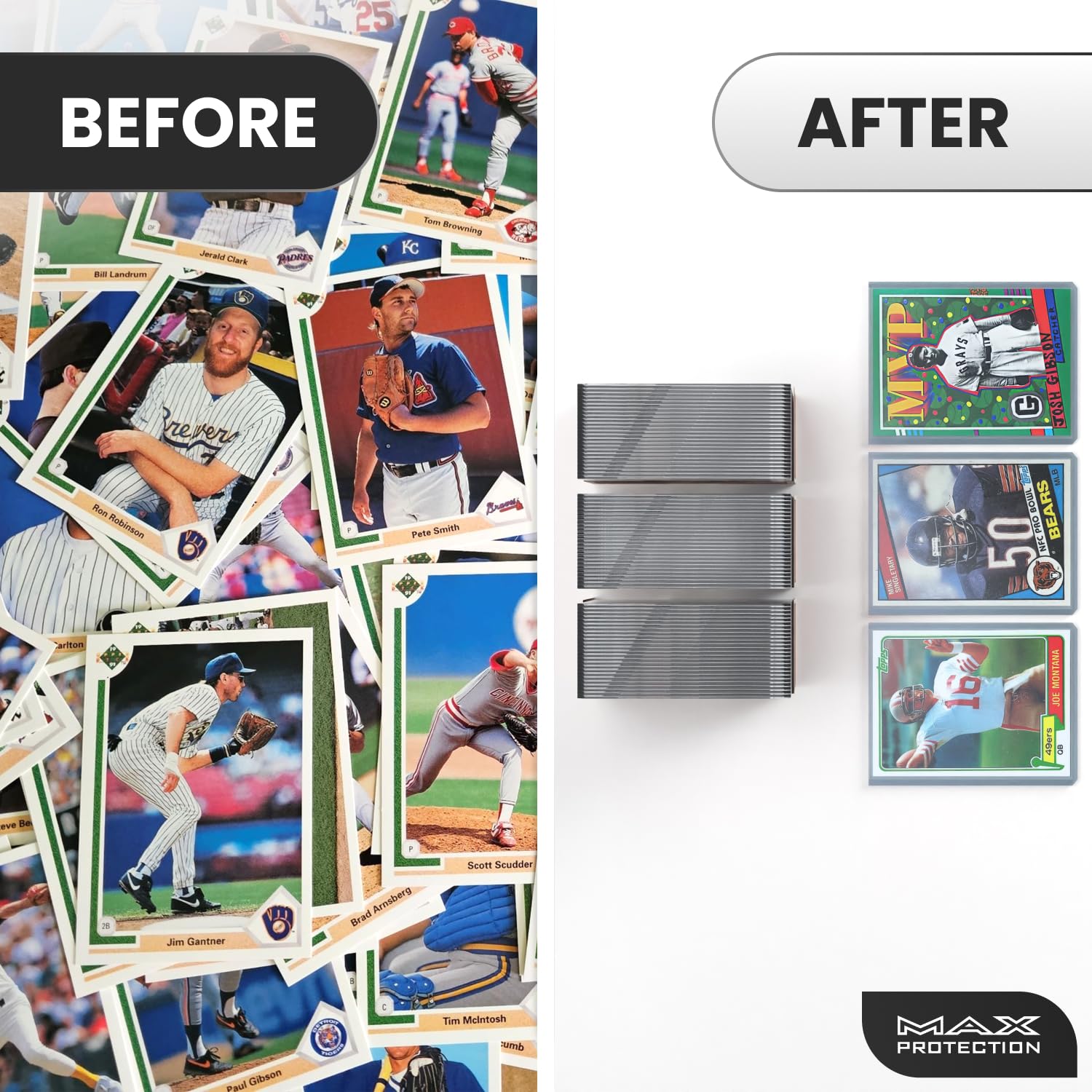 Max Protection Toploader für Karten, 35 Pt, 1000 Stück, Premium-Sammelkarten-Toploader, 7,6 x 10,2 cm, schützen Sie Ihre Baseball- und Sportkarten mit diesen kristallklaren Hartplastikhüllen