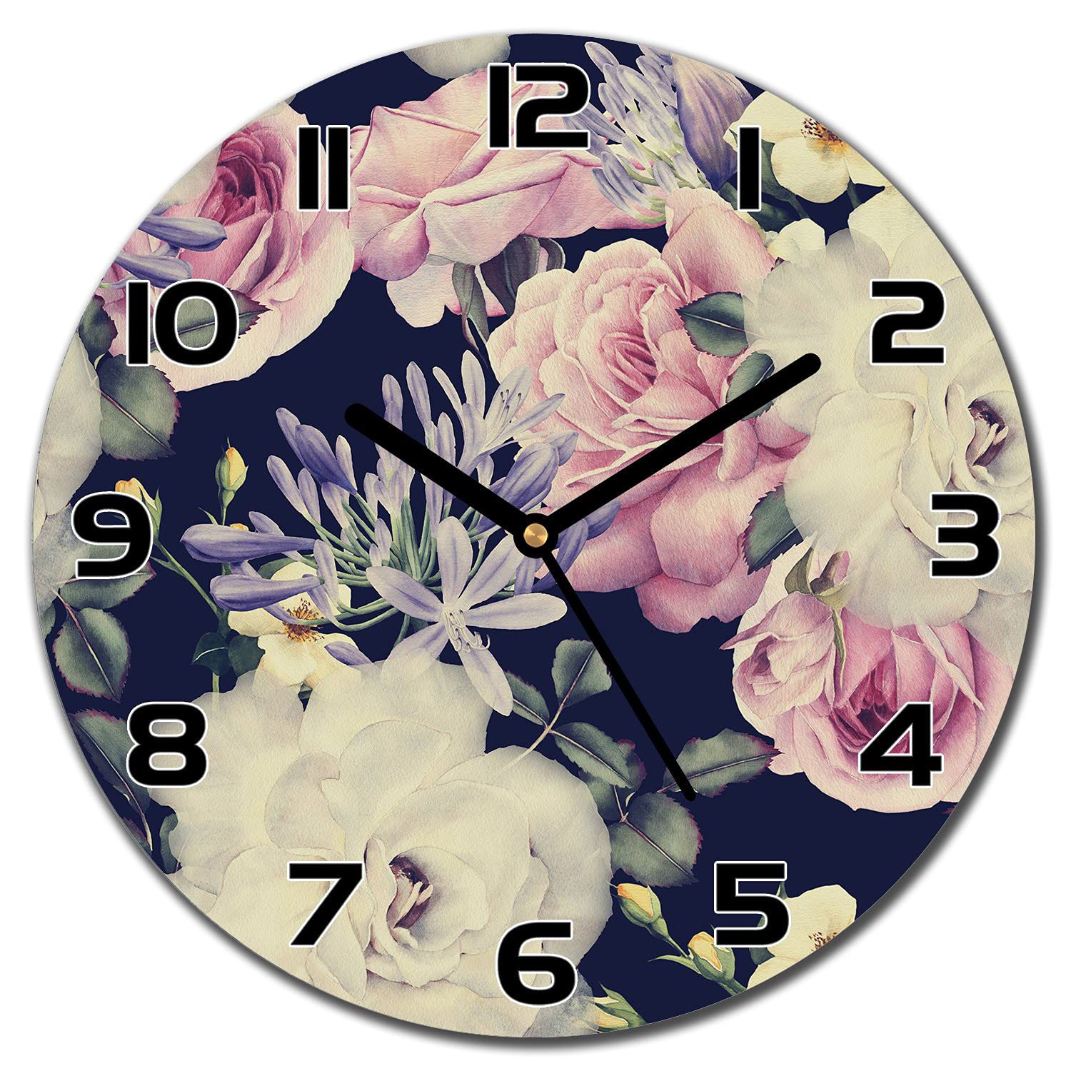 Horloge murale en verre de sécurité de luxe floral Coloray 30cm