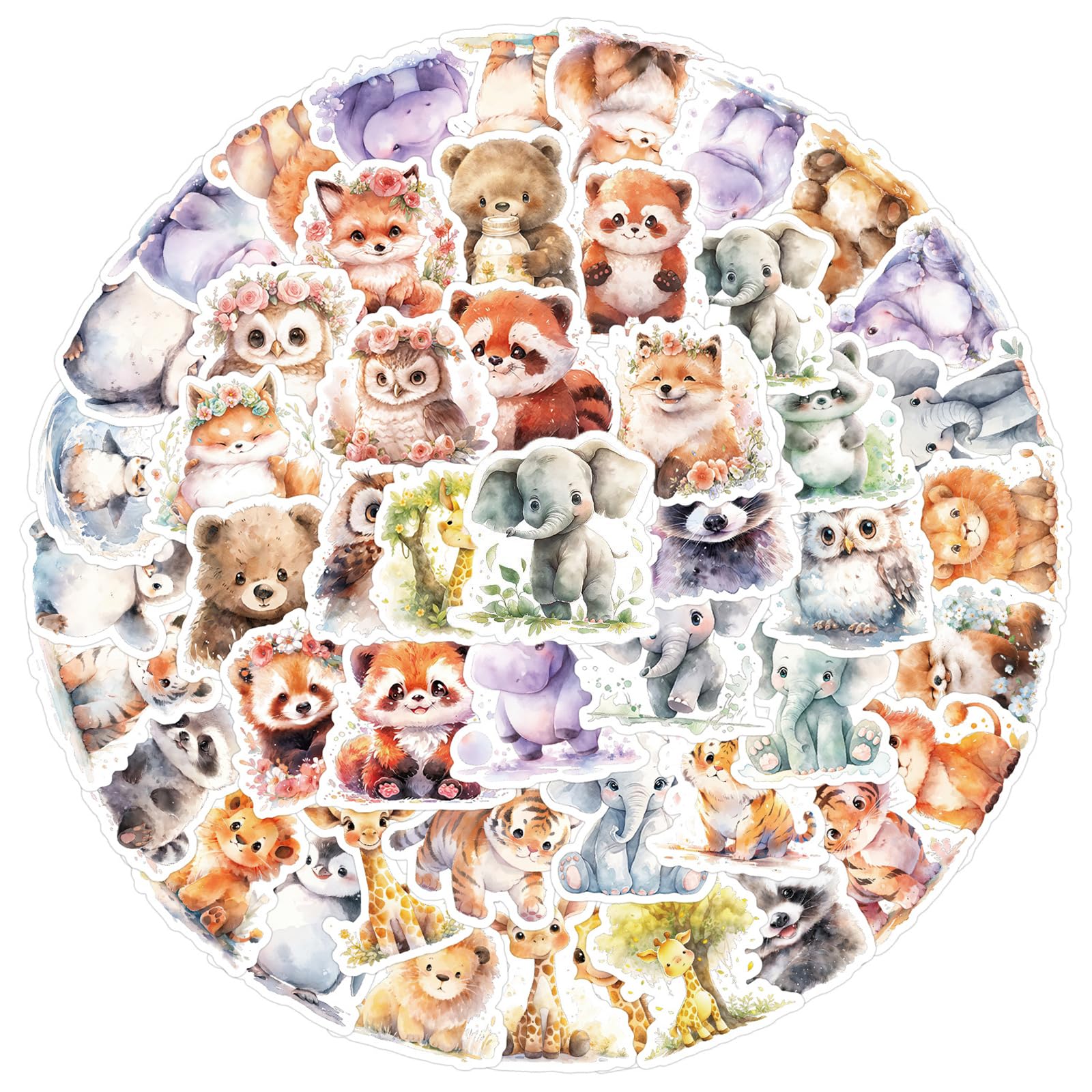 160 Adesivi Di Animali Carini Per Bambini, Adesivi Di Animali Carini Per Bambini Adesivi Di Animali Acquerellati Dei Cartoni Animati Per Bottiglie Dacqualaptop Adesivi Di Animali D~p113352928