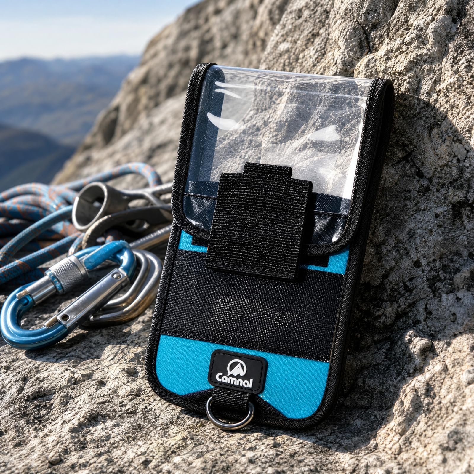 Handytasche mit transparentem Abteil strapazierfähig Handytasche mit Klettverschluss leicht Handyhülle für Klettern, Abenteuerparks,
