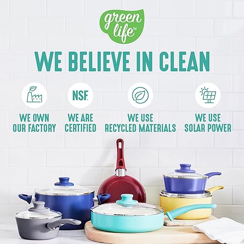 Miniatura 7 de GreenLife Juego de 8 utensilios de cocina antiadherentes, no tóxicos, sin PFAS, apto para lavavajillas y horno, freír, salsa, olla de valor, tapas