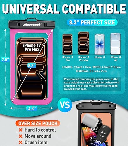 Miniatura 2 de Hiearcool Funda impermeable para teléfono, funda impermeable para iPhone 16 15 14 13 Pro Max Plus de hasta 8.3 pulgadas, bolsa seca IPX8 para