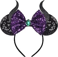 Vista 1 de Diadema de lazo con orejas de ratón, diadema de orejas de Minnie con lentejuelas