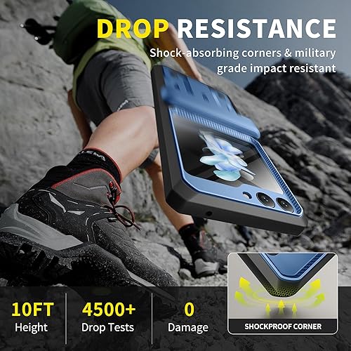 Miniatura 2 de TONGATE Funda diseñada para Z Flip 5 con protector de pantalla, protección de bisagra y clip para cinturón, funda de teléfono de grado militar,