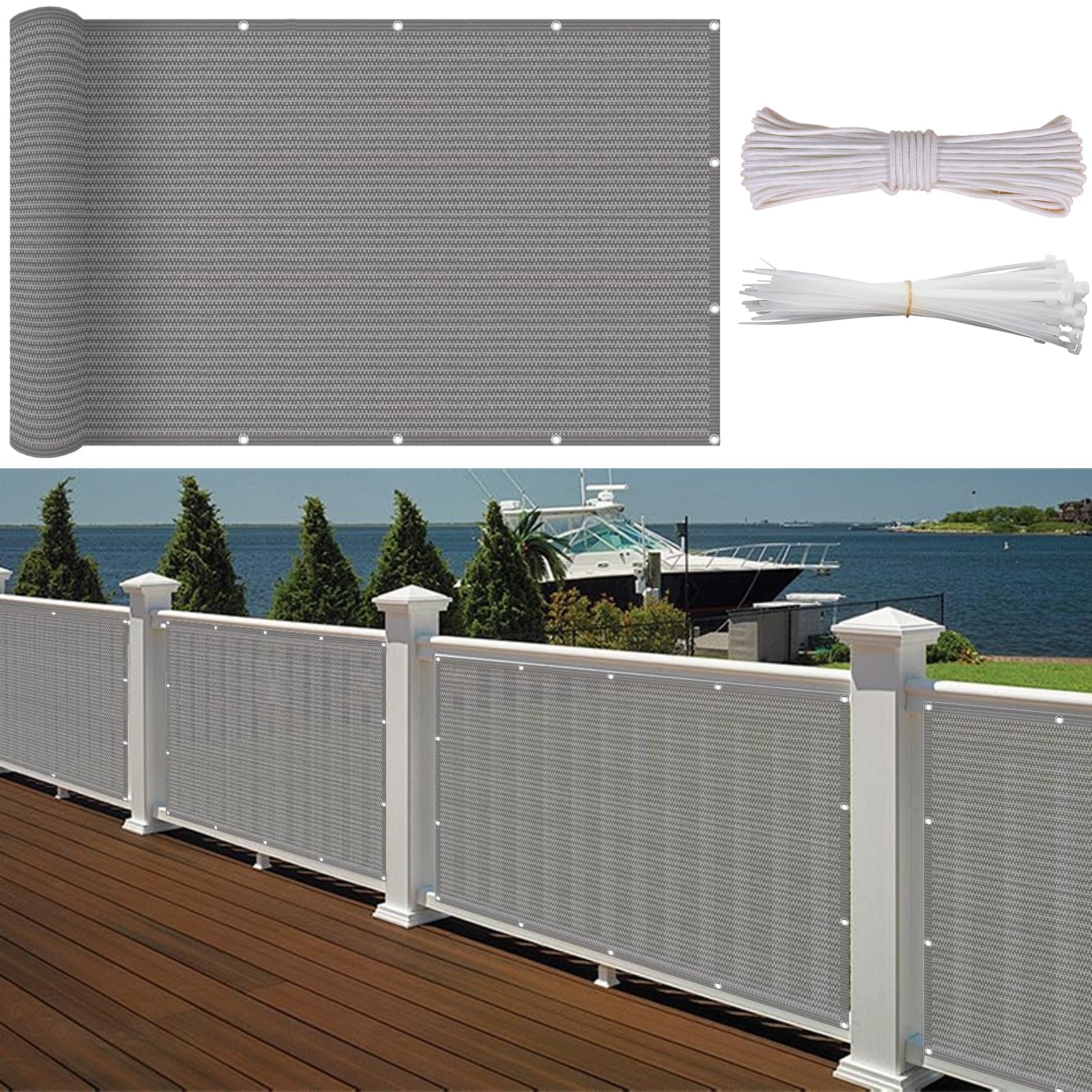Brise vue balcon contre les regards indiscrets et le vent fort gris