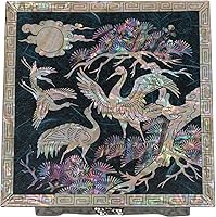 Vista 5 de February Mountain Joyero de madera de nácar collar, pendientes, pulsera, anillo de almacenamiento con 3 cajones (azul)