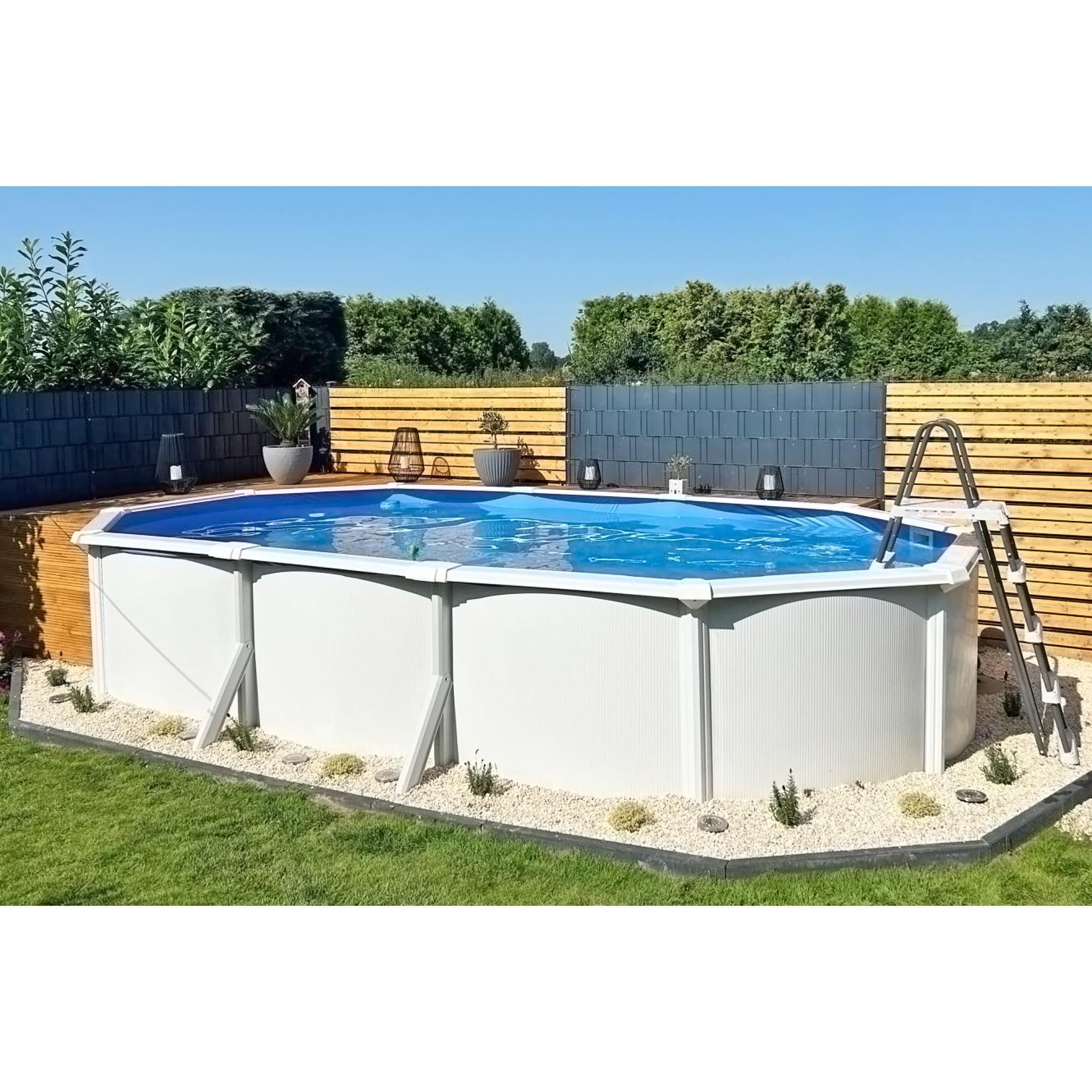 Stahlwandpool Grandy oval 3,00m x 5,00m x 1,20m Einzelbecken Ovalpool inkl. Skimmer'
