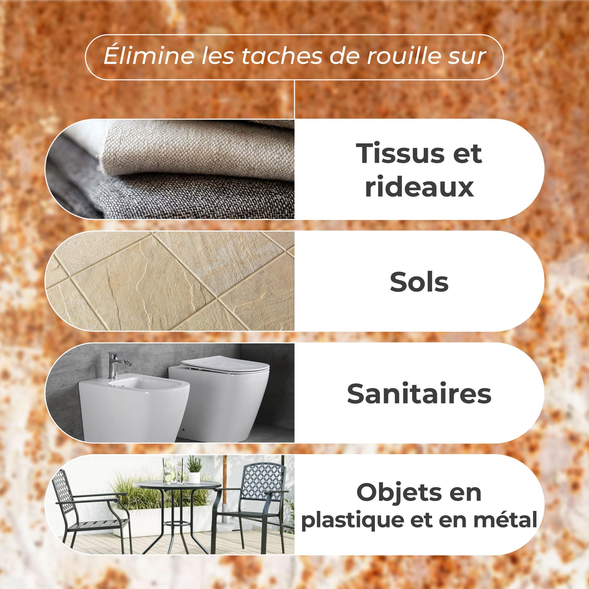 Wimex® Retirer la rouille Spray pour taches de rouille sur toutes les surfaces et tissus. 750 ml