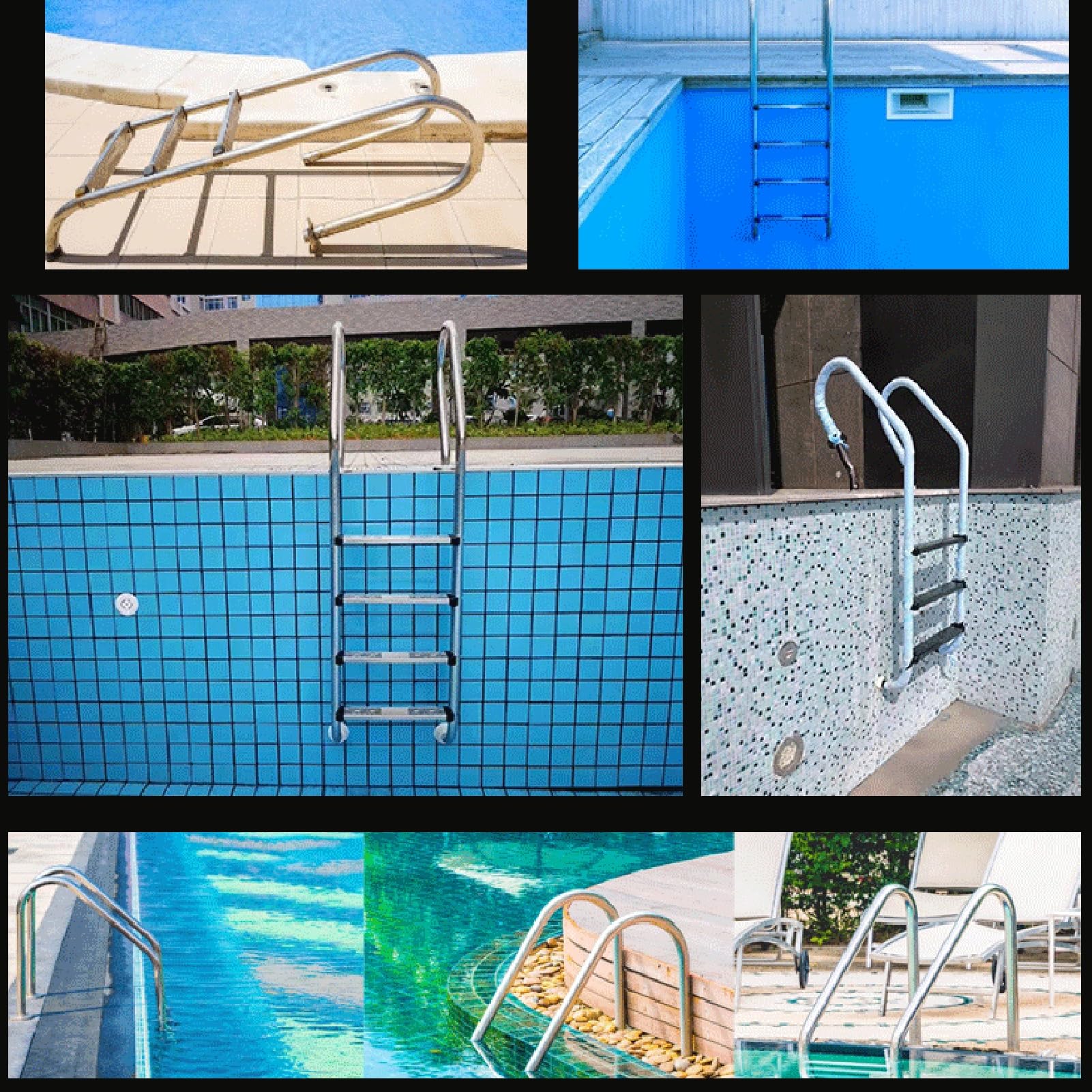 Scala per Piscina, Scala di Accesso per Piscina, Portata Massima 100 kg, Adatta per Spa, Piscine e bagni (3 gradini)