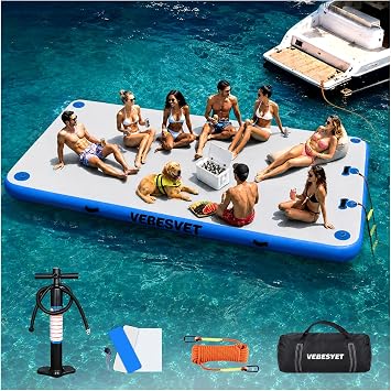 Inflatable Floating Dock Platform with Soft Ladder