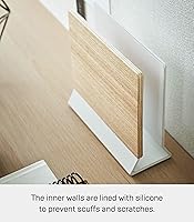 Vista 4 de YAMAZAKI Home Rin - Soporte portátil para computadora portátil para escritorio en dormitorio u oficina, estación de almacenamiento de madera, acero