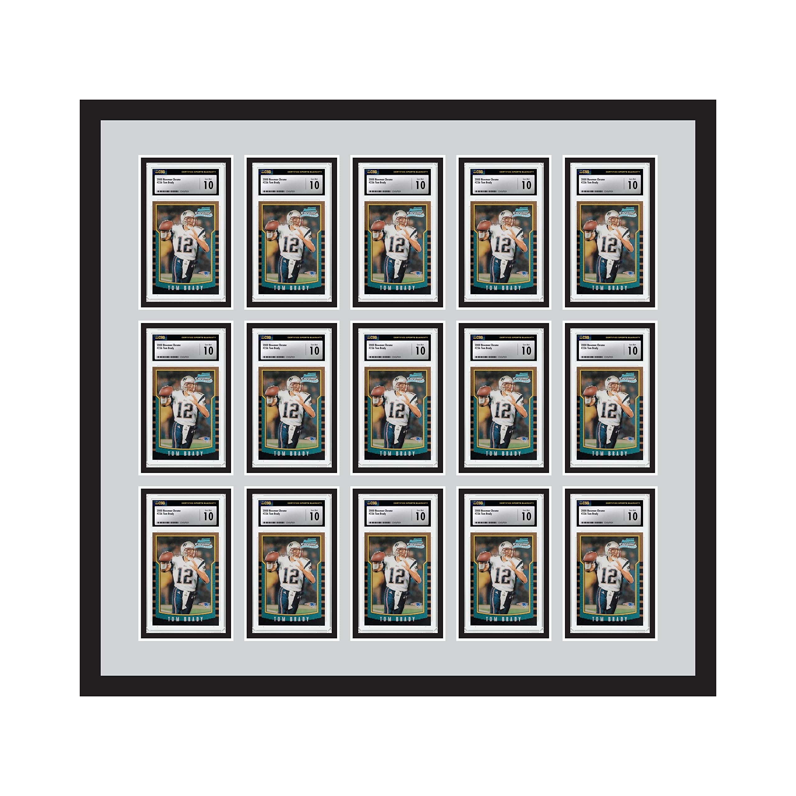 Perfect Cases 15 Graded Trading Card Frame with Double Matting | Real Wood Moulding | Glass Protection