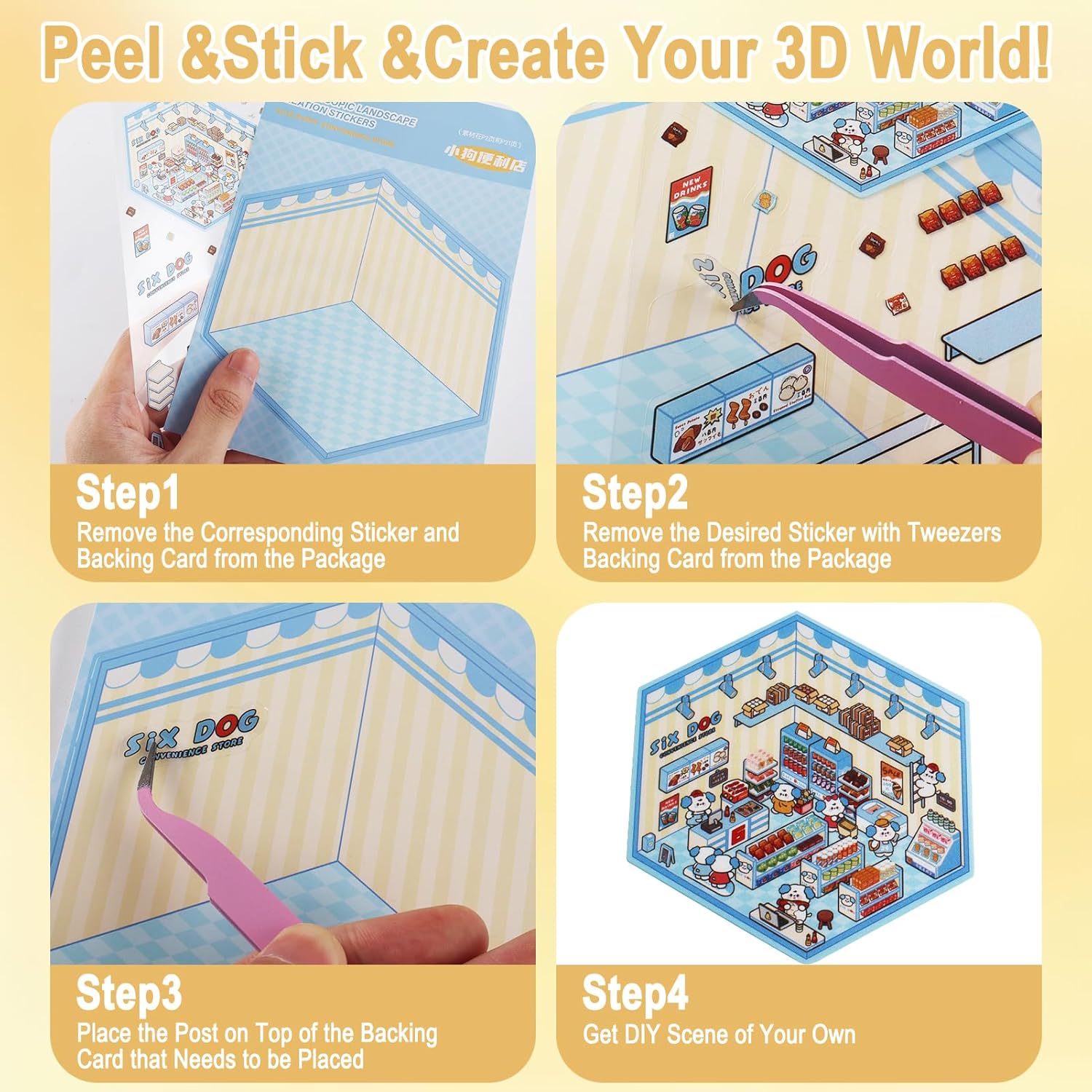 20 Set 3D Sticker Scene Book DIY House Stickers for Adult Kids Collection Book Cute Animal Sticker Therapy Fun Cartoon Room Scenes Make Your Own Mini Home Rich Stickers Relief Stress Pass The Time