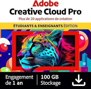 Adobe Creative Cloud Pro | Étudiants/Enseignants | Logiciel Créatif avec IA | 1 an | PC/Mac | Téléchargement