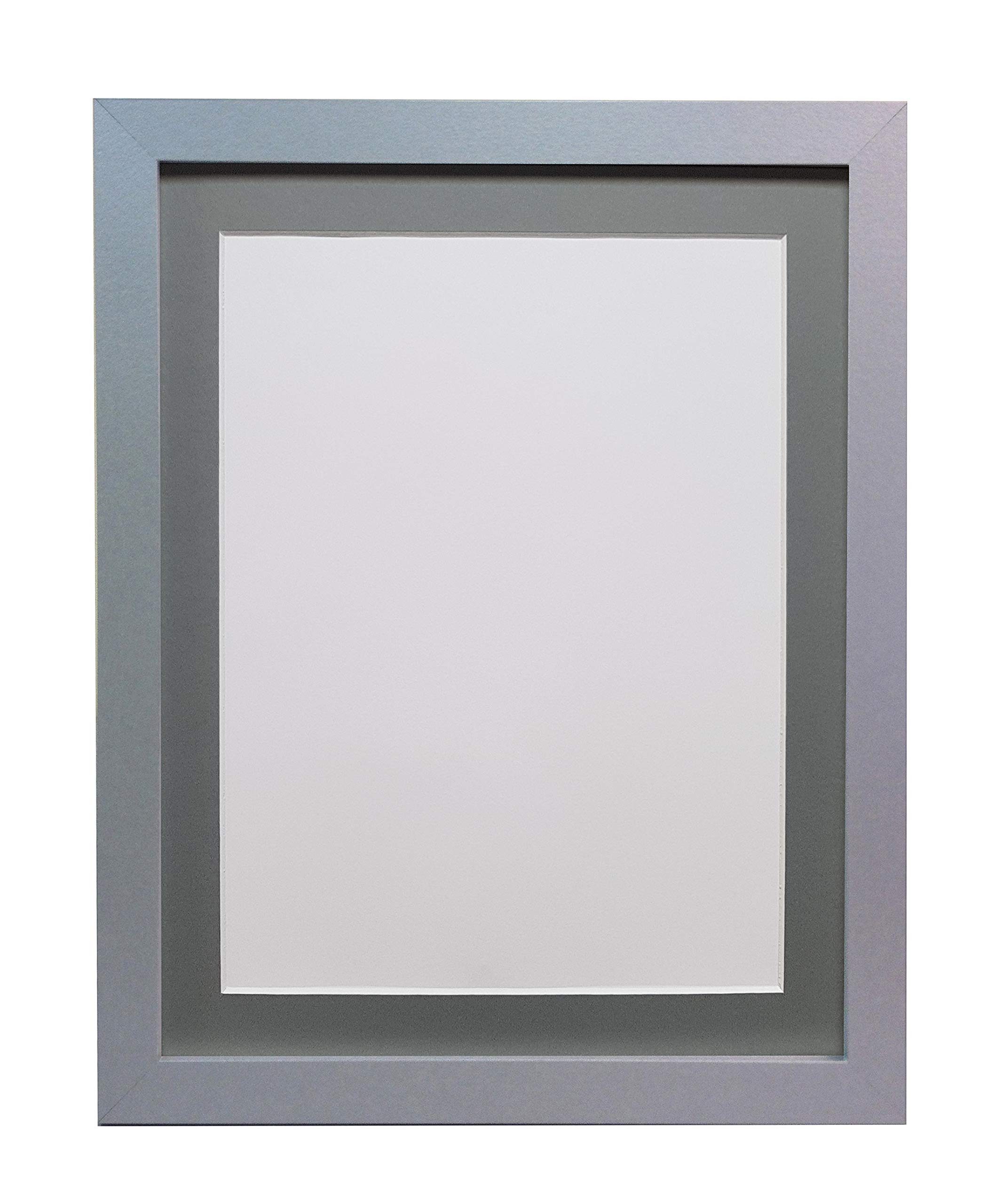 FRAMES BY POST 25mm wide H7 Oak Picture Photo Frame with Dark Grey Mount A2 Image Size A3 (Plastic Glass)