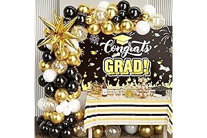 Black and Gold Graduation Background Banner with Balloons