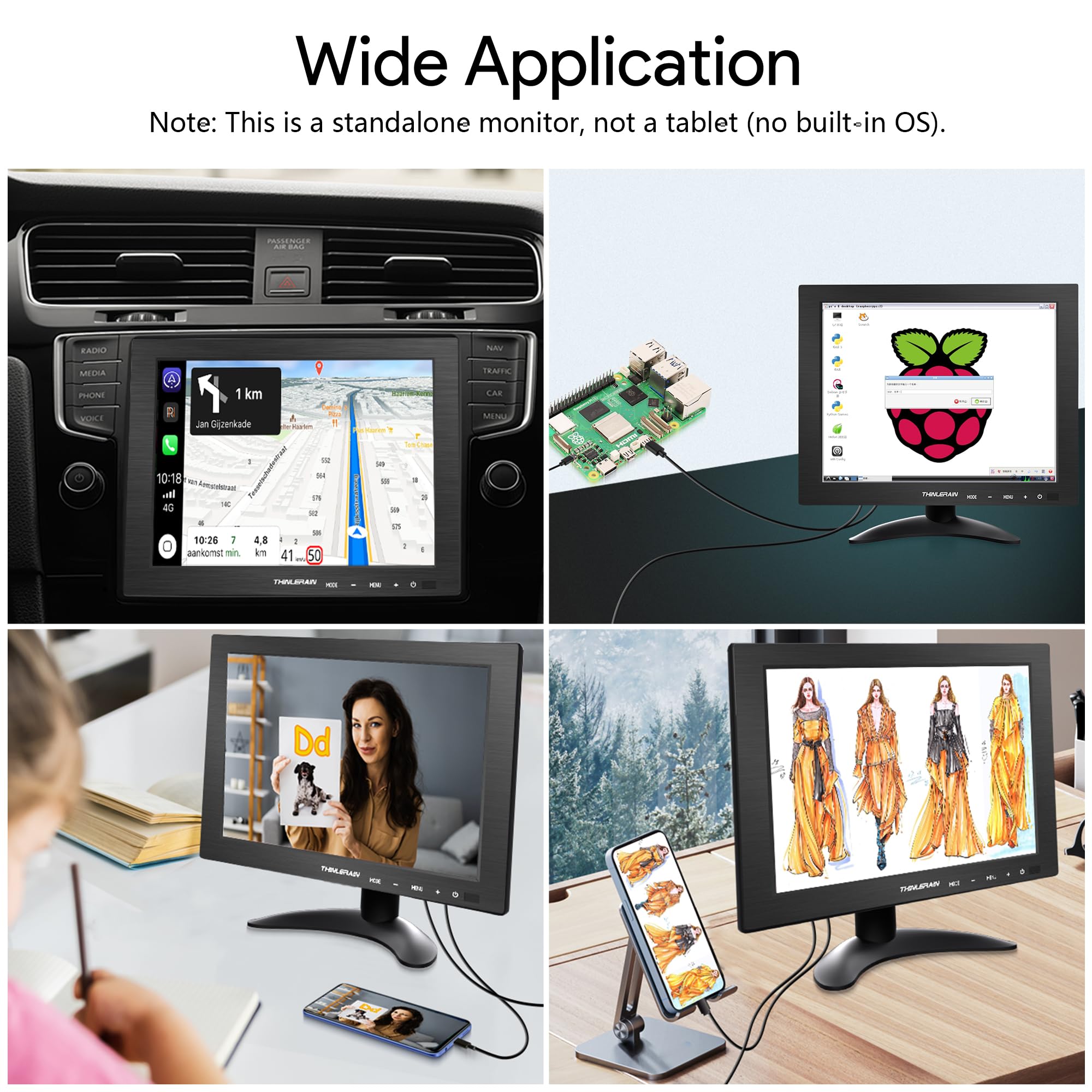 9,7 Zoll 2K Monitor – 2048x1536 IPS 4:3 Display, HDMI & Dual USB-C, 60Hz, VESA, integrierter Lautsprecher Kleiner Monitor für Retro-Gaming, PC, Smartphone, Reise, Homeoffice