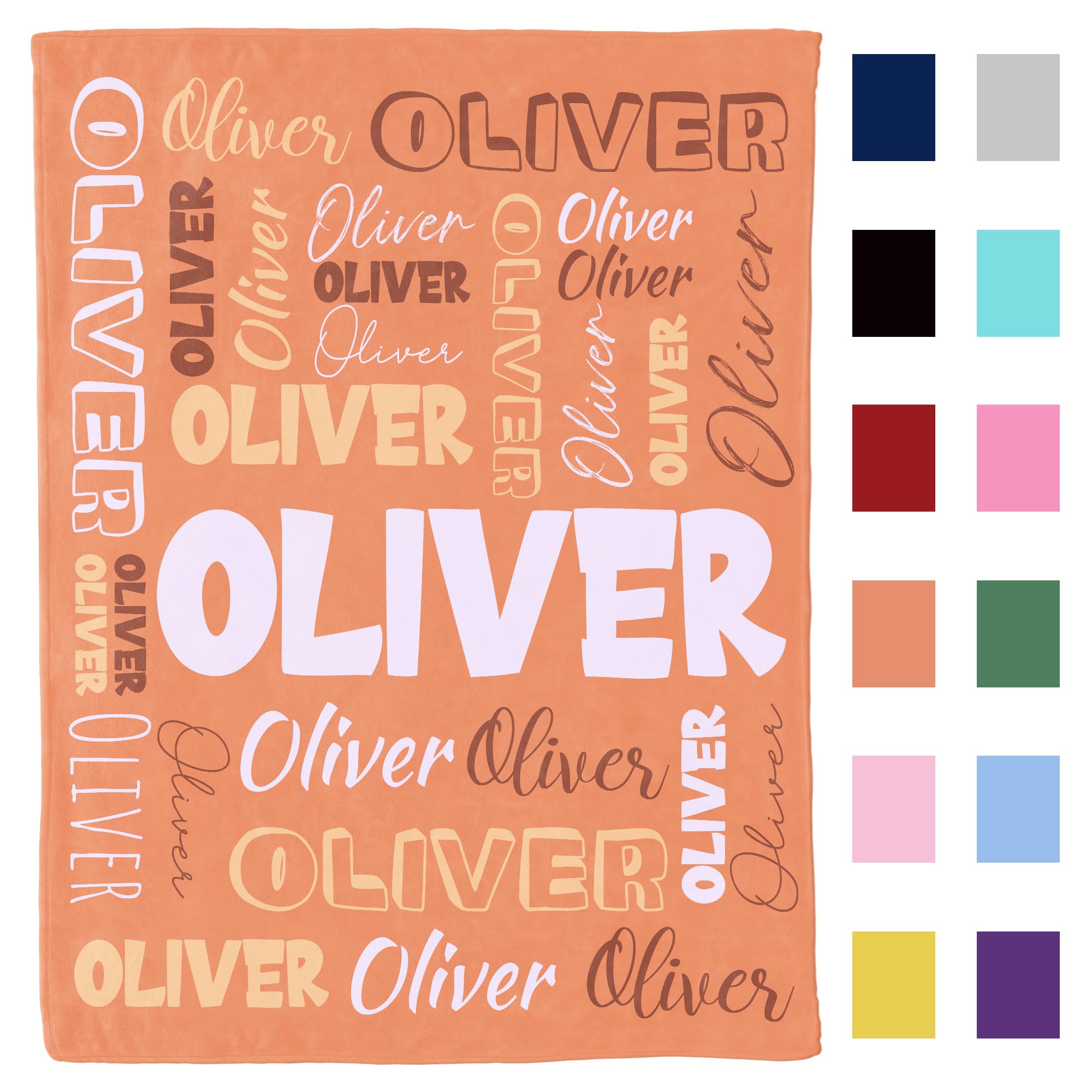 GifXify Personalized Baby Blanket - Custom Blanket with Name - Soft and Cozy Baby Name Blanket - Perfect Customized Baby Blanket for Newborns and Kids (Orange)