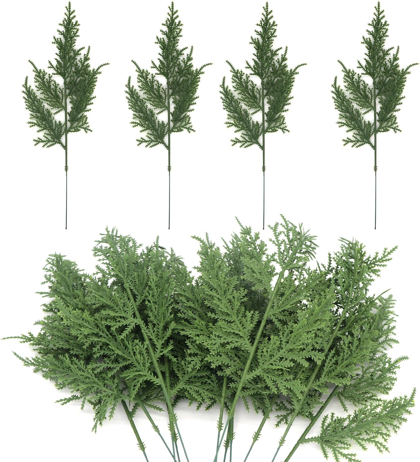 30pcs Artificial Faux Cedar Branches Fake Pine Sprigs Artificial Pine Needles Picks for DIY Garland Wreath Christmas Home Garden Decoration